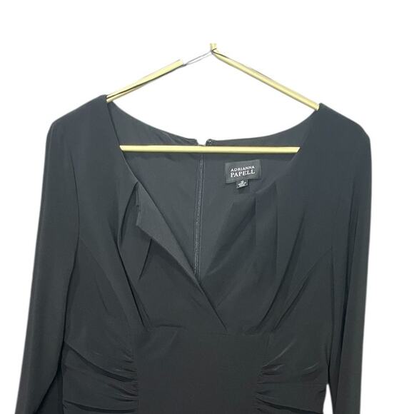 Adrianna Papell Black Dress 10 – NWT, Split V-Neck, Ruched Waist - Picture 5 of 8